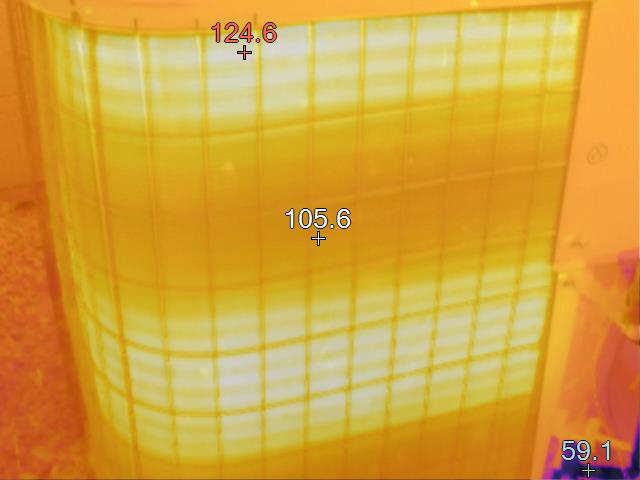 Thermal image of clogged or restricted condenser coils on HVAC unit